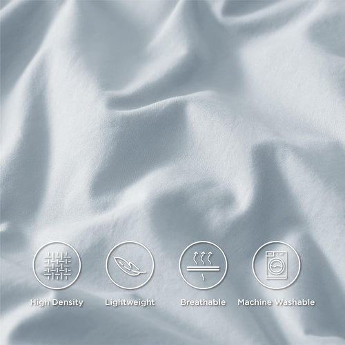 Solavo blue king cotton sheets styled on bed
