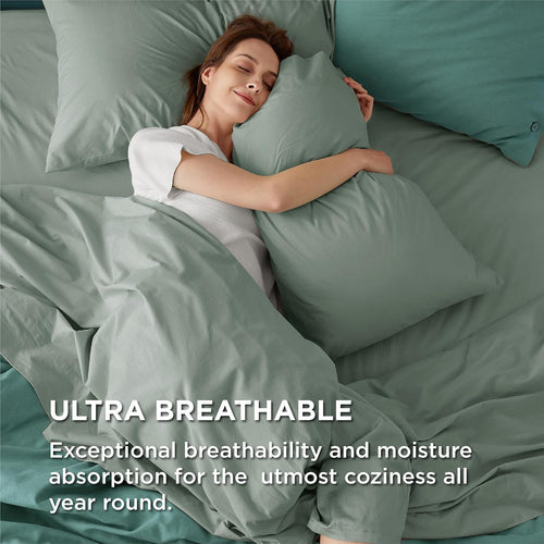 Solavo breathable cotton green bedding wrinkle-free
