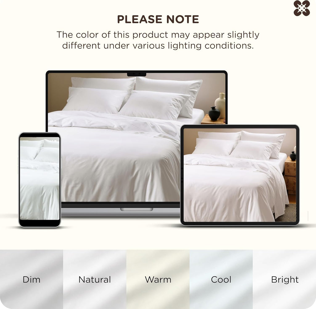 Solavo cooling duvet cover white queen size on bed