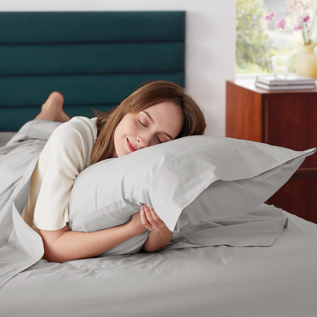 Solavo fitted sheet grey cotton deep pocket close-up