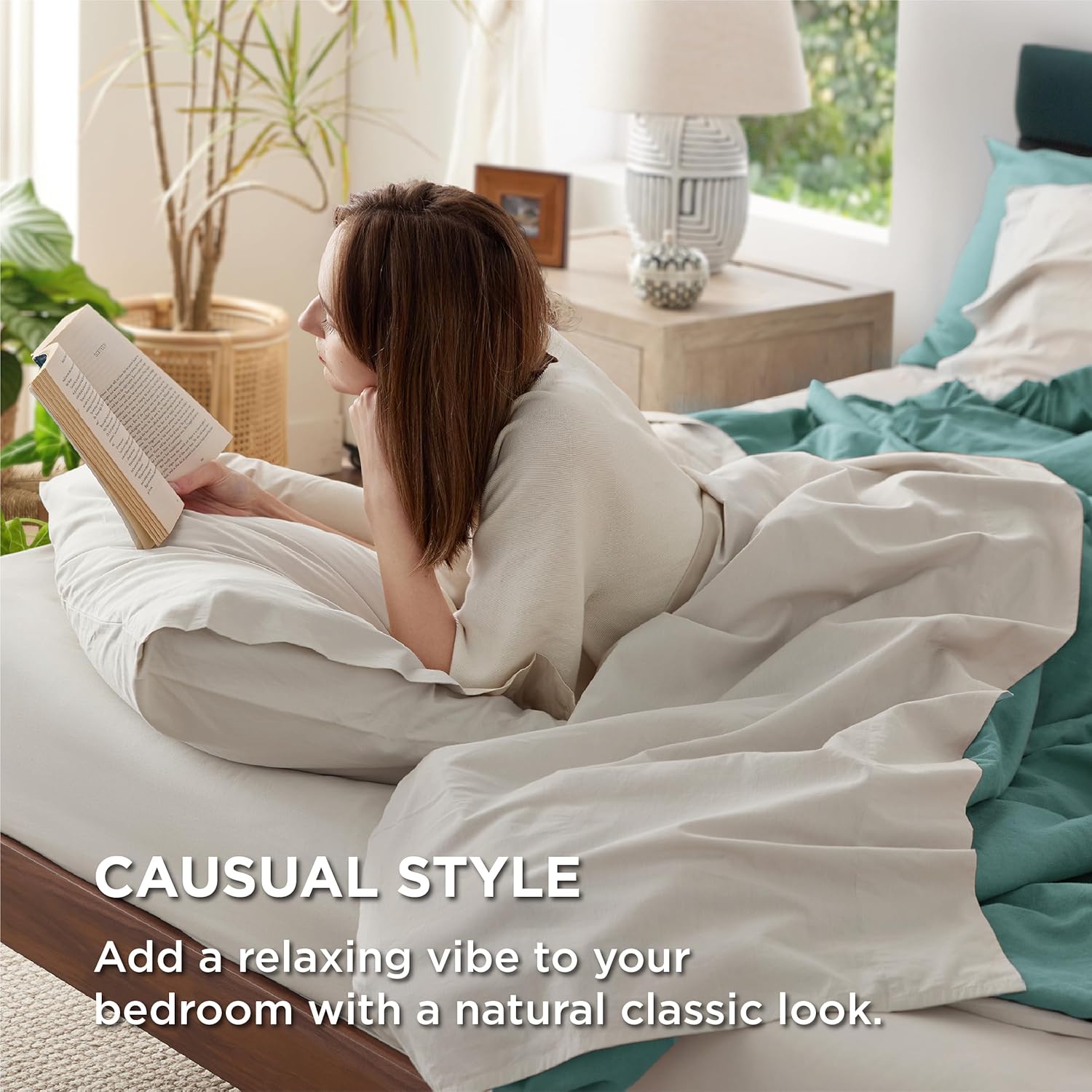 Solavo flat sheet green cotton spread on mattress