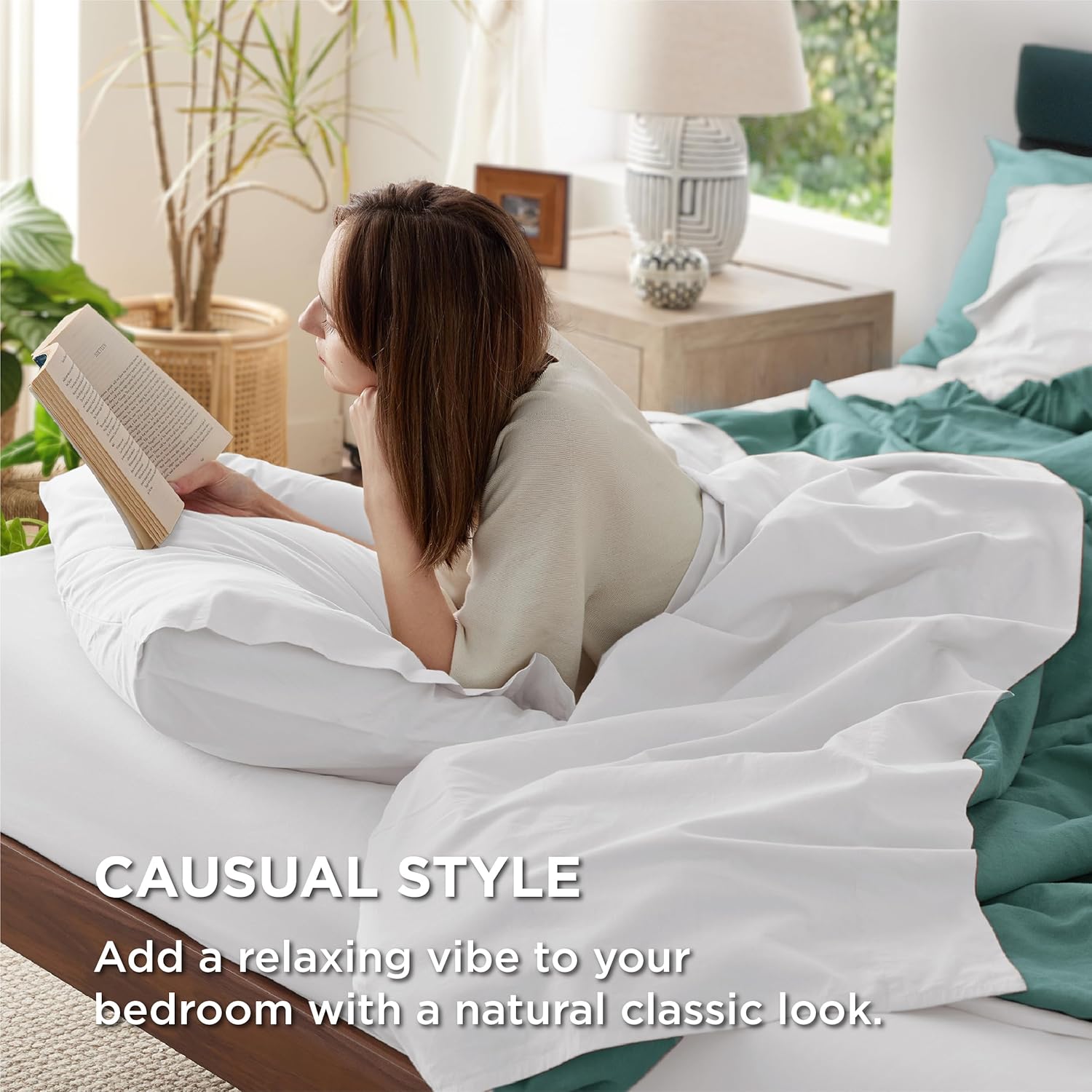 Solavo flat sheet white cotton spread across mattress