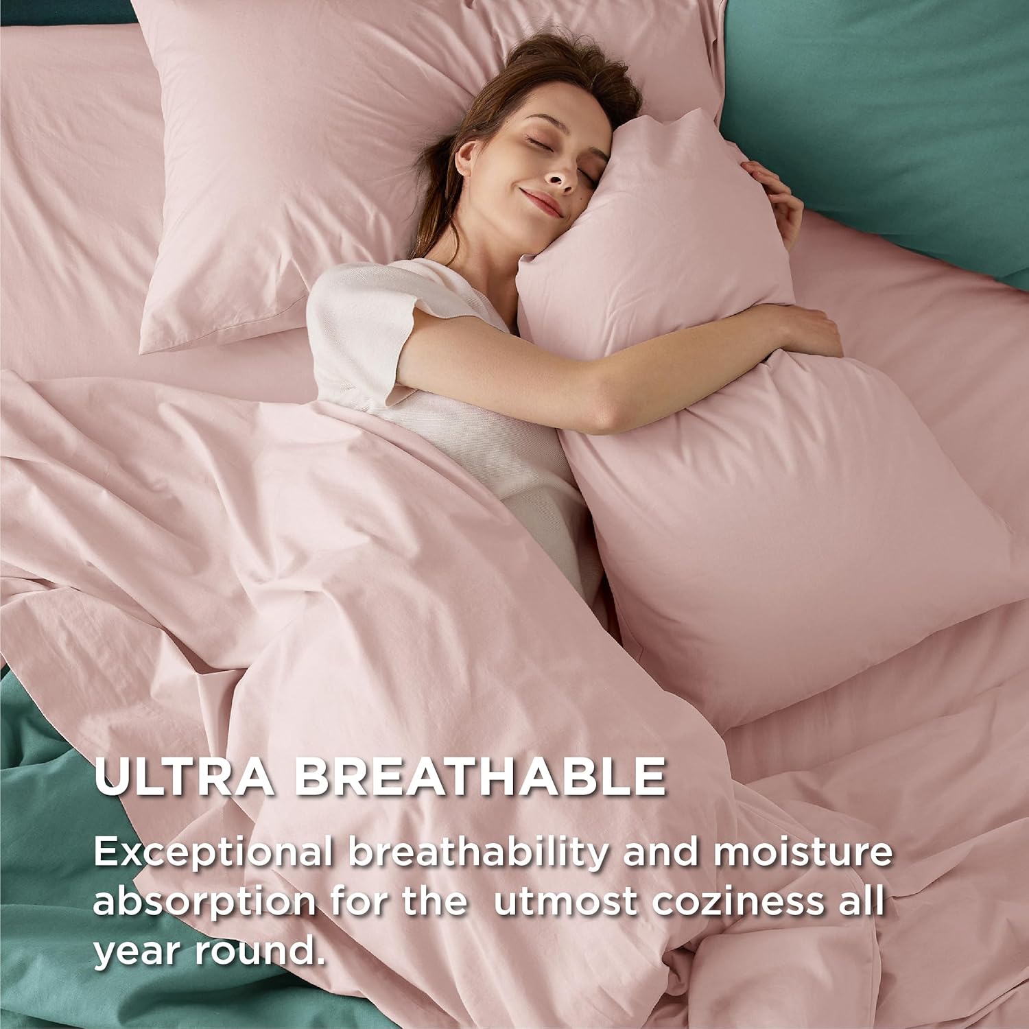 Solavo pink cotton pillowcases soft fabric view