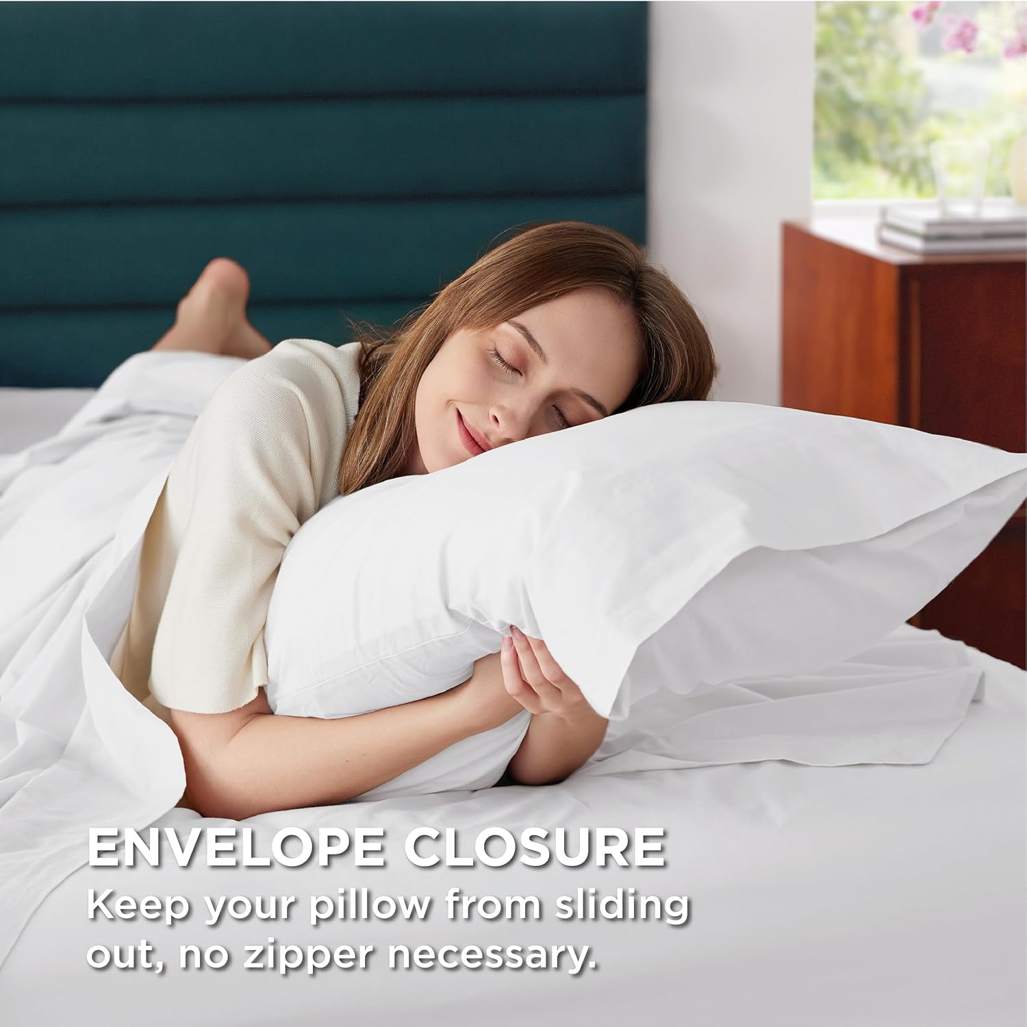 Solavo white king size cotton sheets on bed